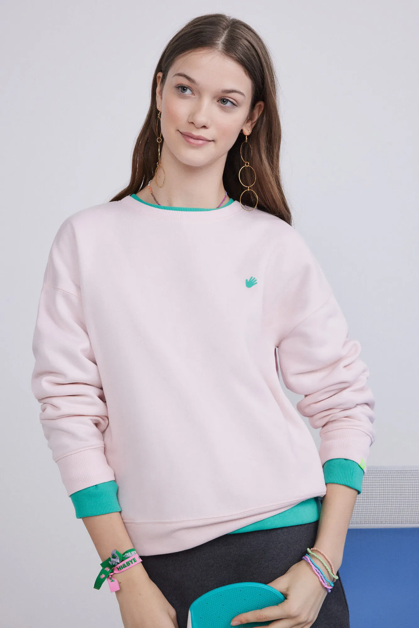 Sudadera felpa rosa logo 