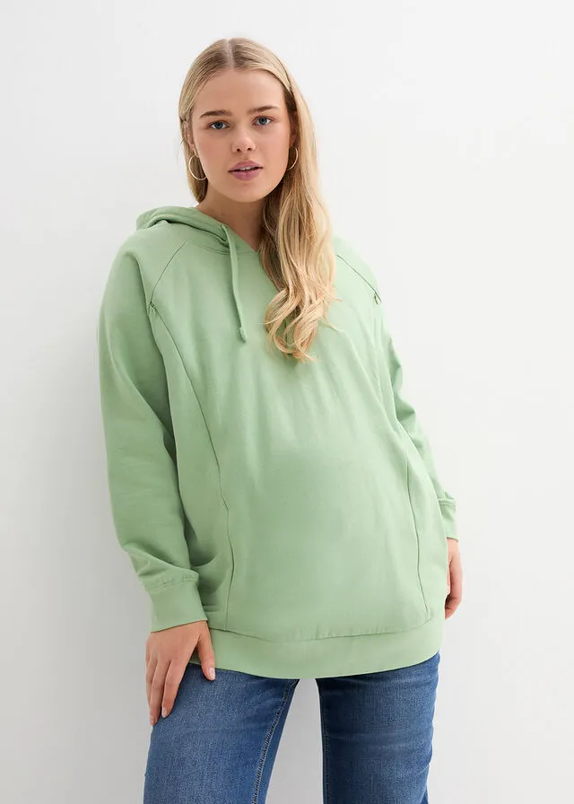 Sudadera premamá/de lactancia de algodón orgánico Verde musgo