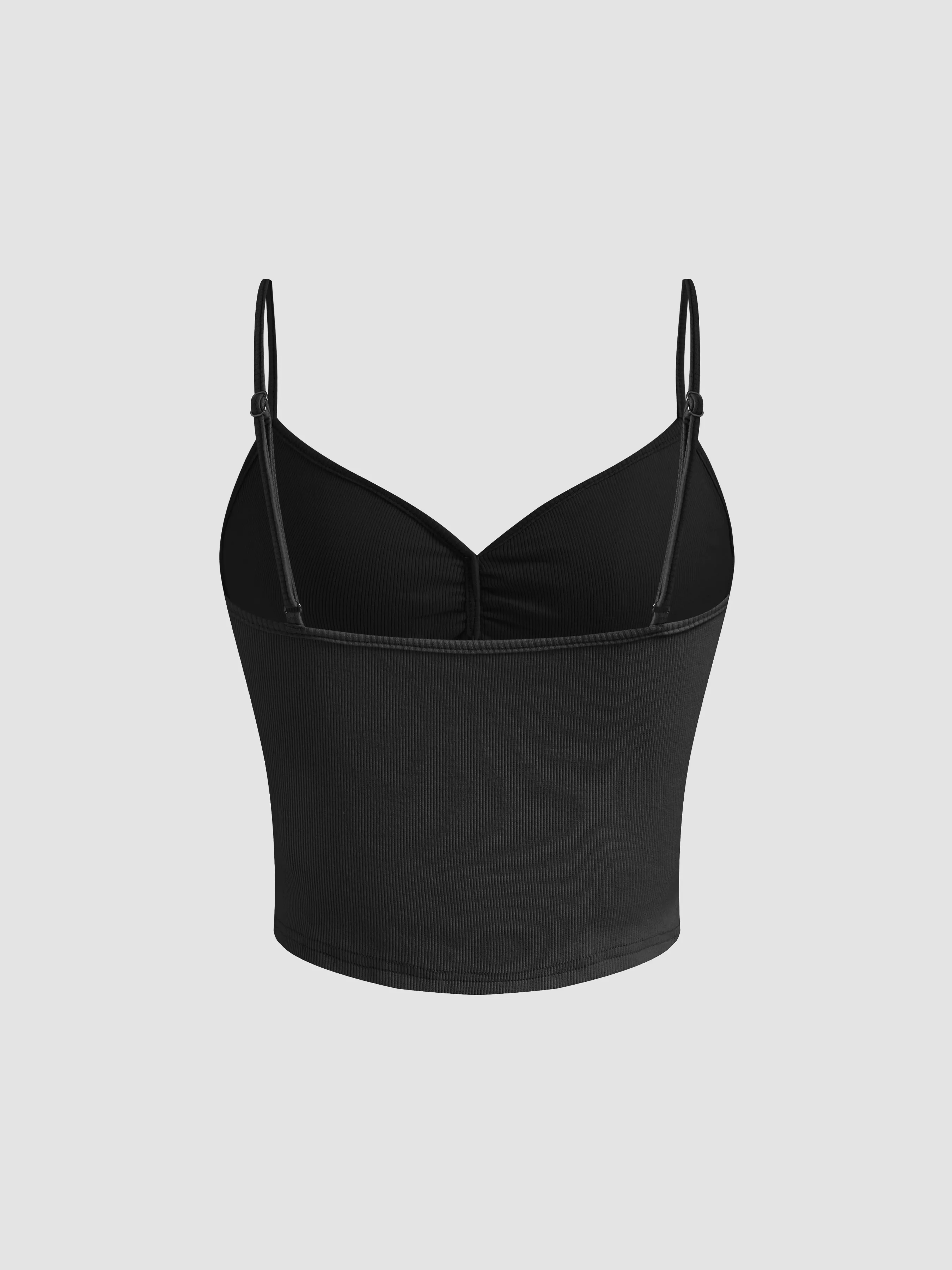 Top Cami de Botones Sólido con Cuello en V de Mezcla de Algodón