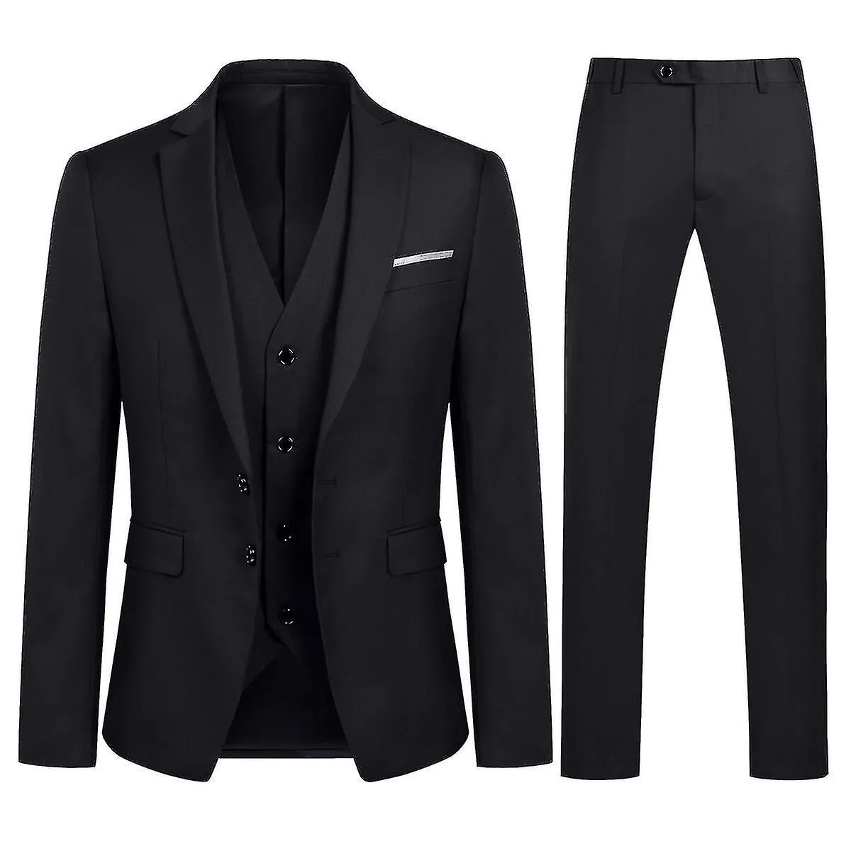 Traje de 3 piezas para hombre Trajes de boda Esmoquin Blazer Chaleco Pantalones Q