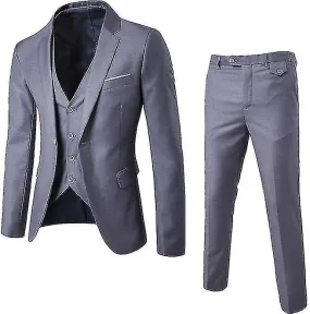 Traje de hombre Business Casual 3 piezas Traje Blazer Pantalones Chaleco