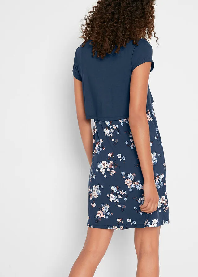 Vestido premamá/de lactancia, de flores Azul oscuro de flores