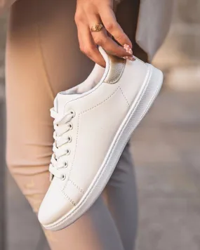 Zapatillas de mujer blancas y doradas con cordones - Jamie